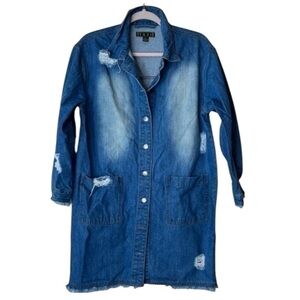 Taxi retro 80’s style distressed denim mini dress jacket